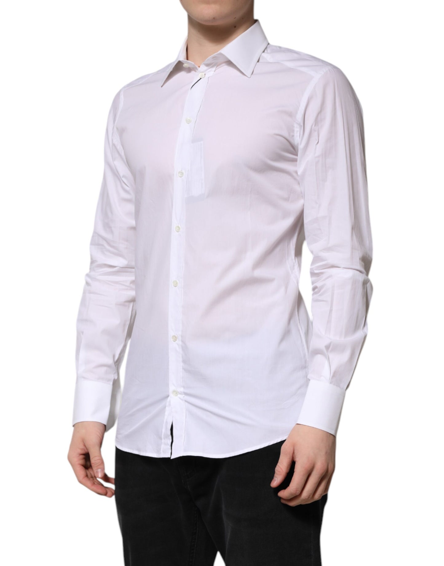 White GOLD Long Sleeves Dress Men Formal Shirt