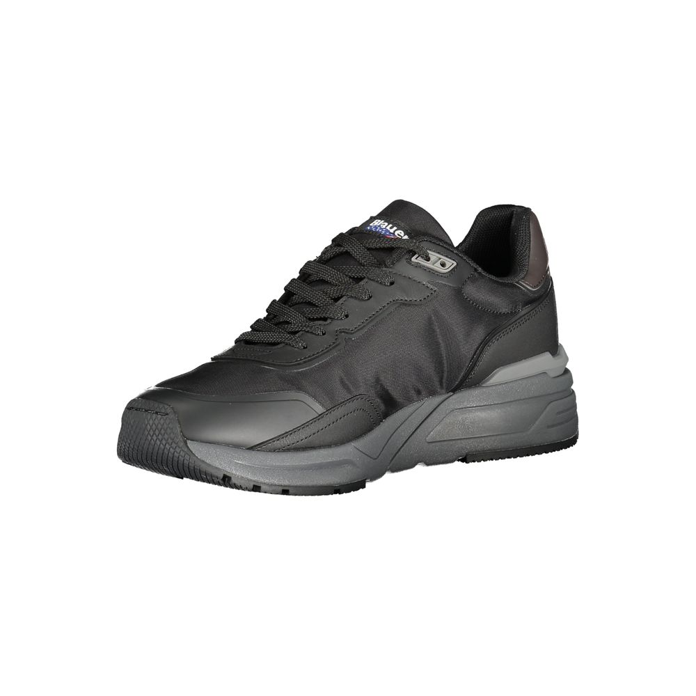 Black Polyurethane Men Sneaker