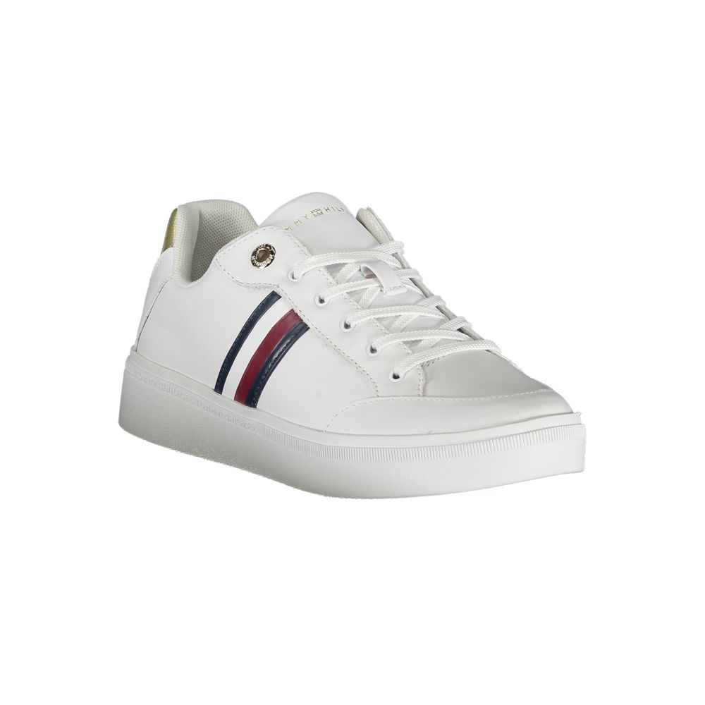 White Polyurethane Women Sneaker