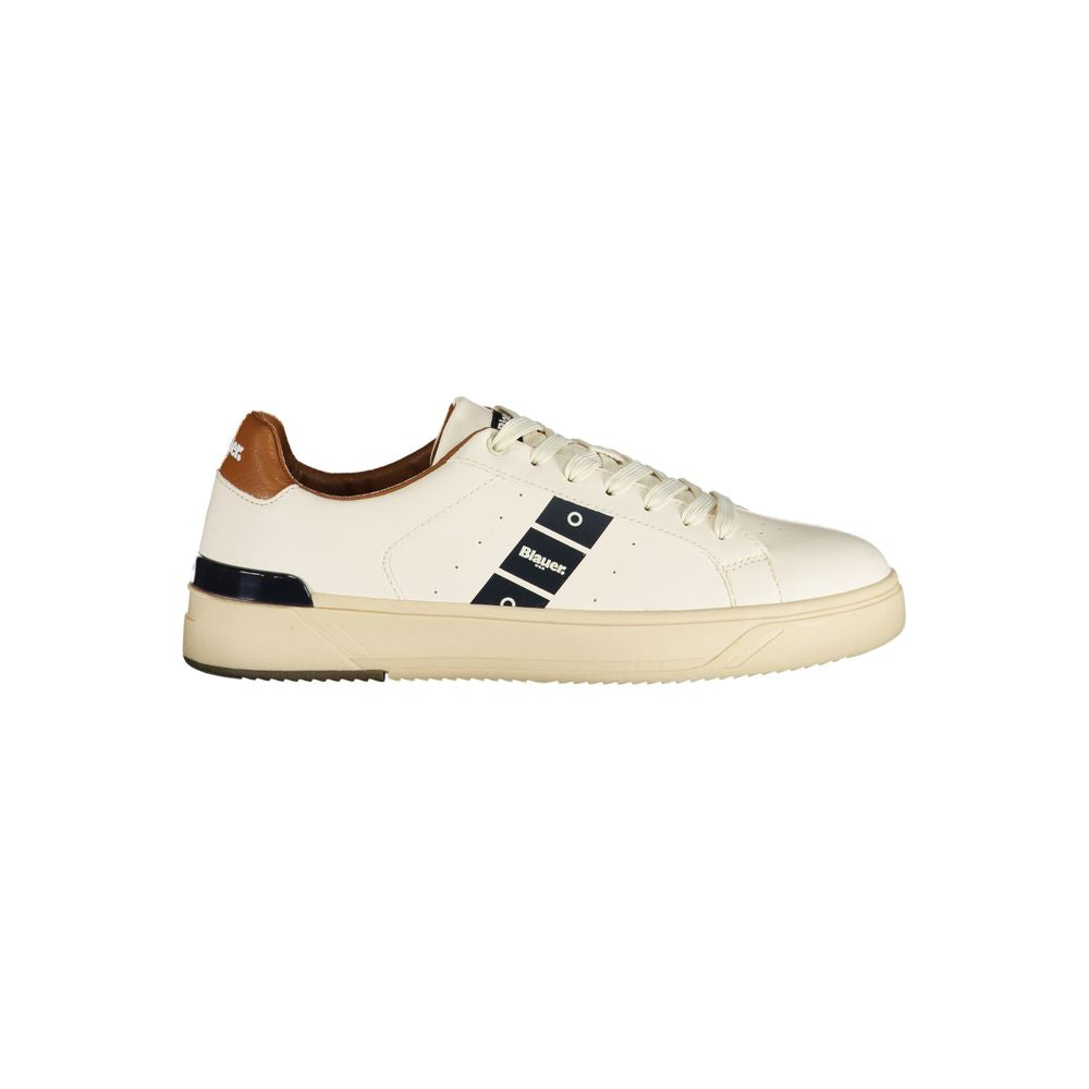 White Polyurethane Men Sneaker