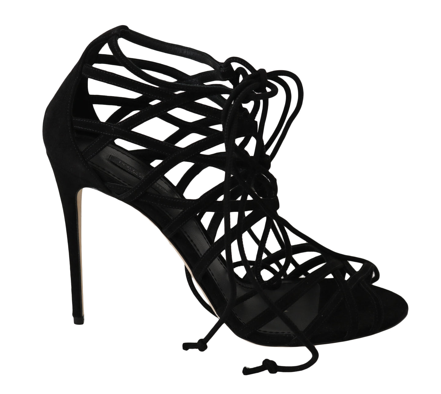 Elegant Black Suede Gladiator Stilettos