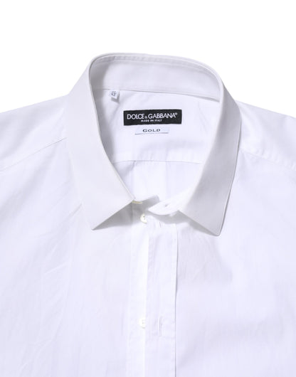 White Cotton GOLD Long Sleeves Dress Shirt