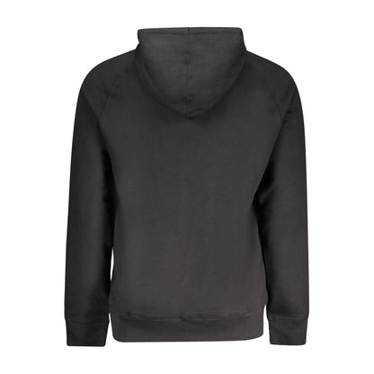 Black Cotton Men Sweater with Central Pockets and Zip
