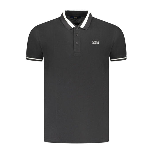 Black Cotton Men Polo
