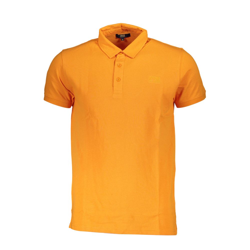 Orange Cotton Men Polo Shirt