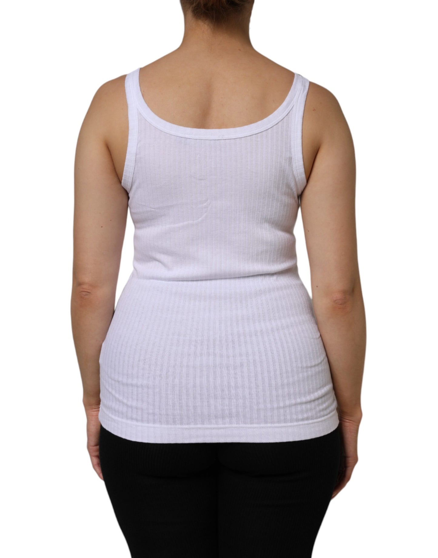 White Cotton Round Neck Sleeveless Tank Top