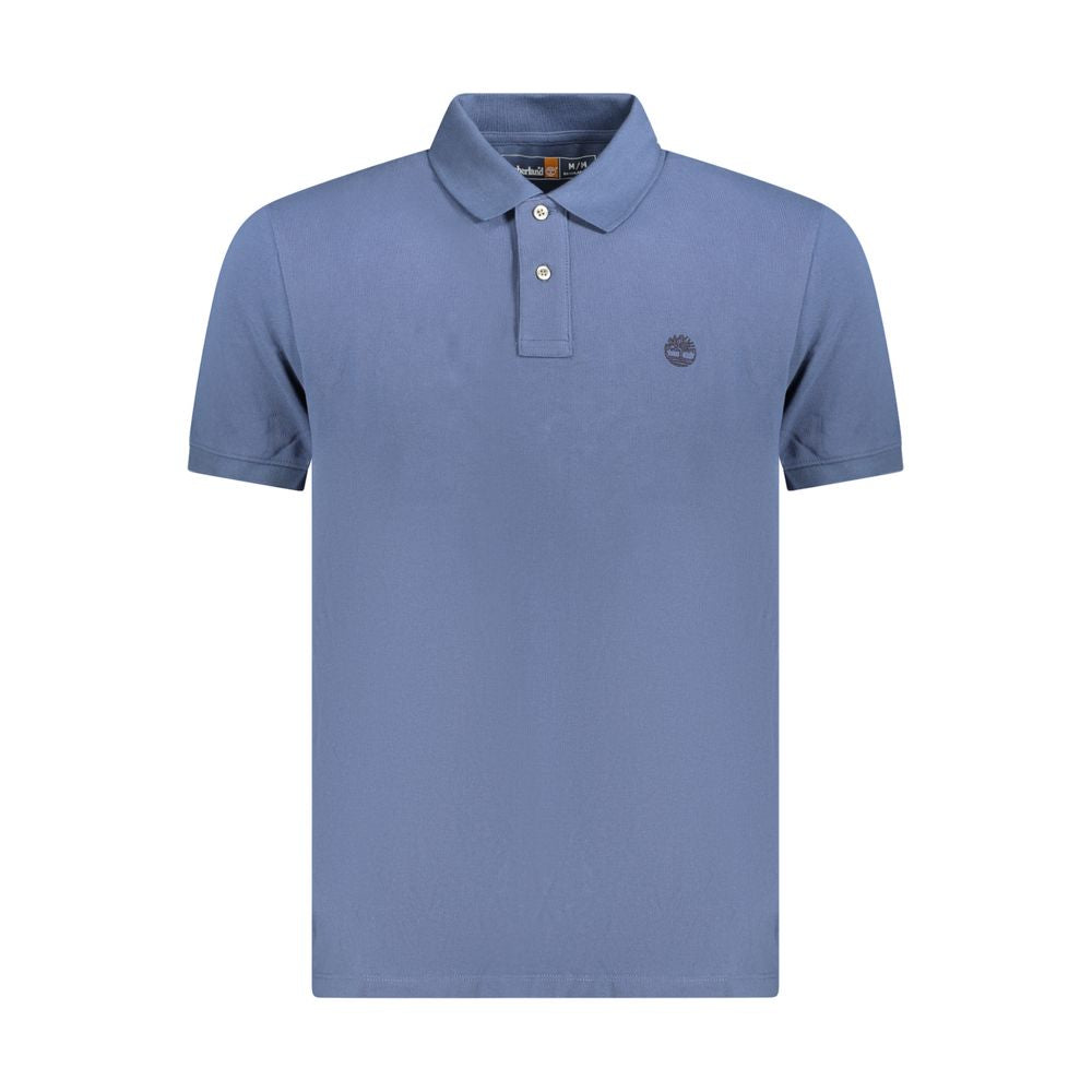 Blue Cotton Men Polo
