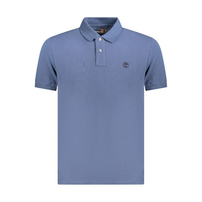 Blue Cotton Men Polo