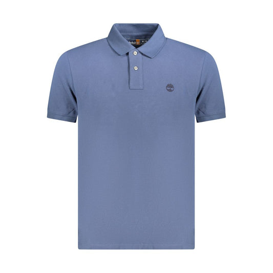 Blue Cotton Men Polo