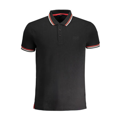 Black Cotton Men Polo Shirt
