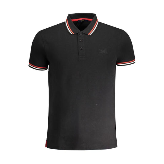 Black Cotton Men Polo Shirt