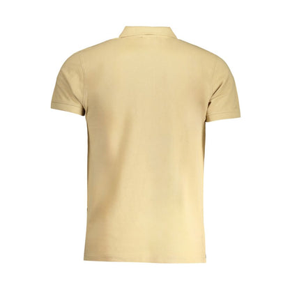 Beige Cotton Men Polo-Shirt