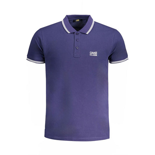 Blue Cotton Men Polo Shirt