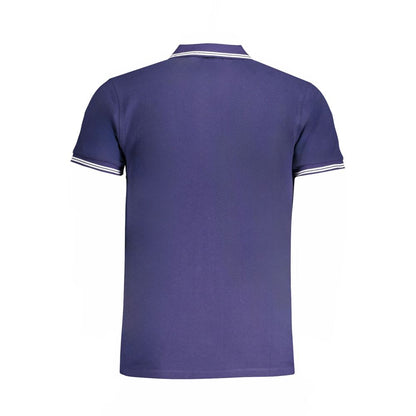 Blue Cotton Men Polo Shirt