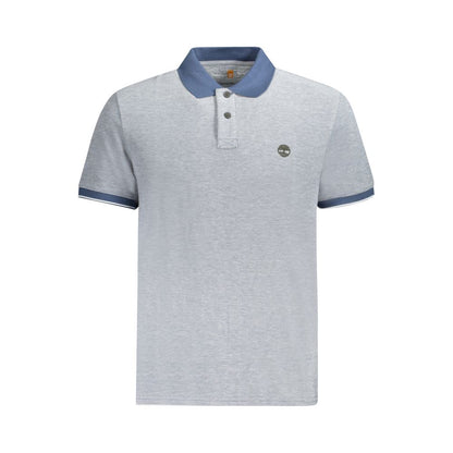 Blue Cotton Men Polo Shirt