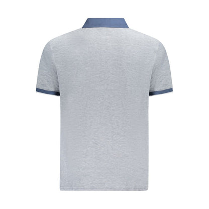 Blue Cotton Men Polo Shirt