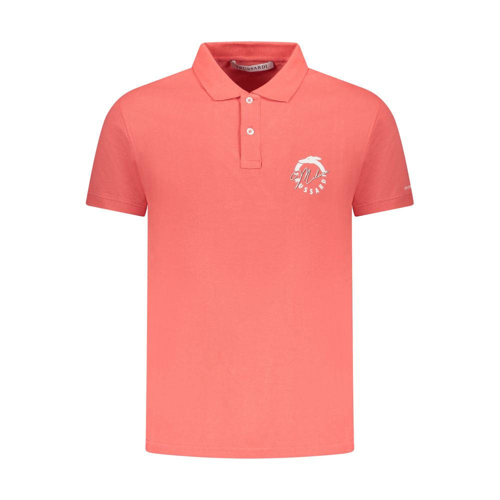 Pink Cotton Men Polo Shirt