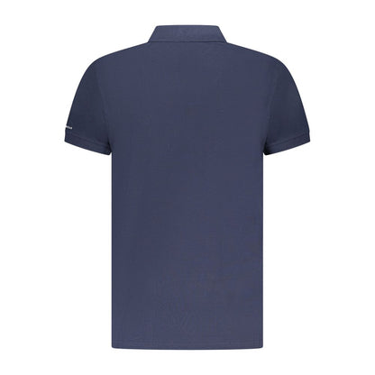 Blue Cotton Men Polo Shirt
