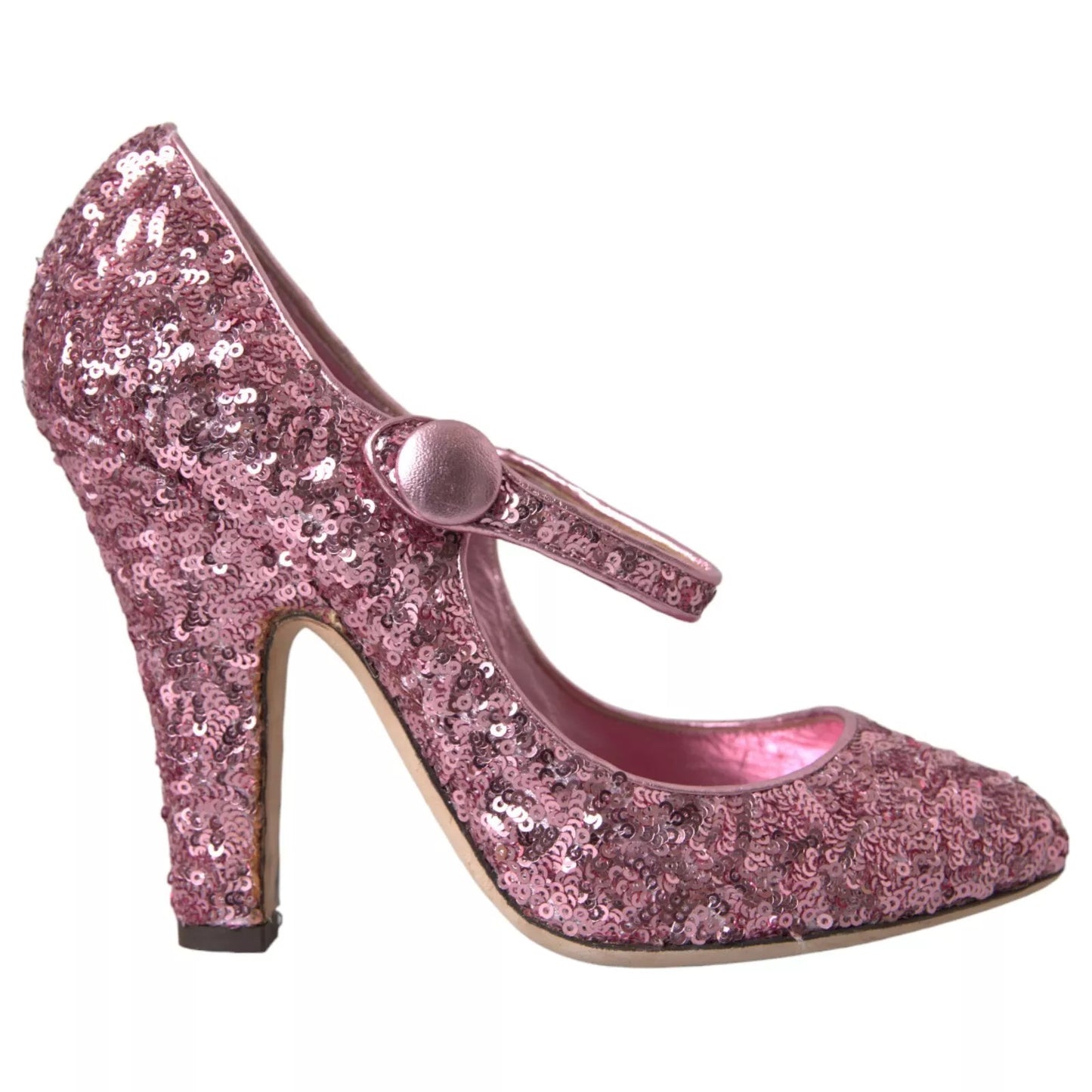 Pink Sequin Mary Jane Pumps High Heels Shoes