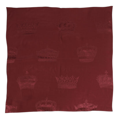 Maroon Silk Crown Square Men Foulard Scarf