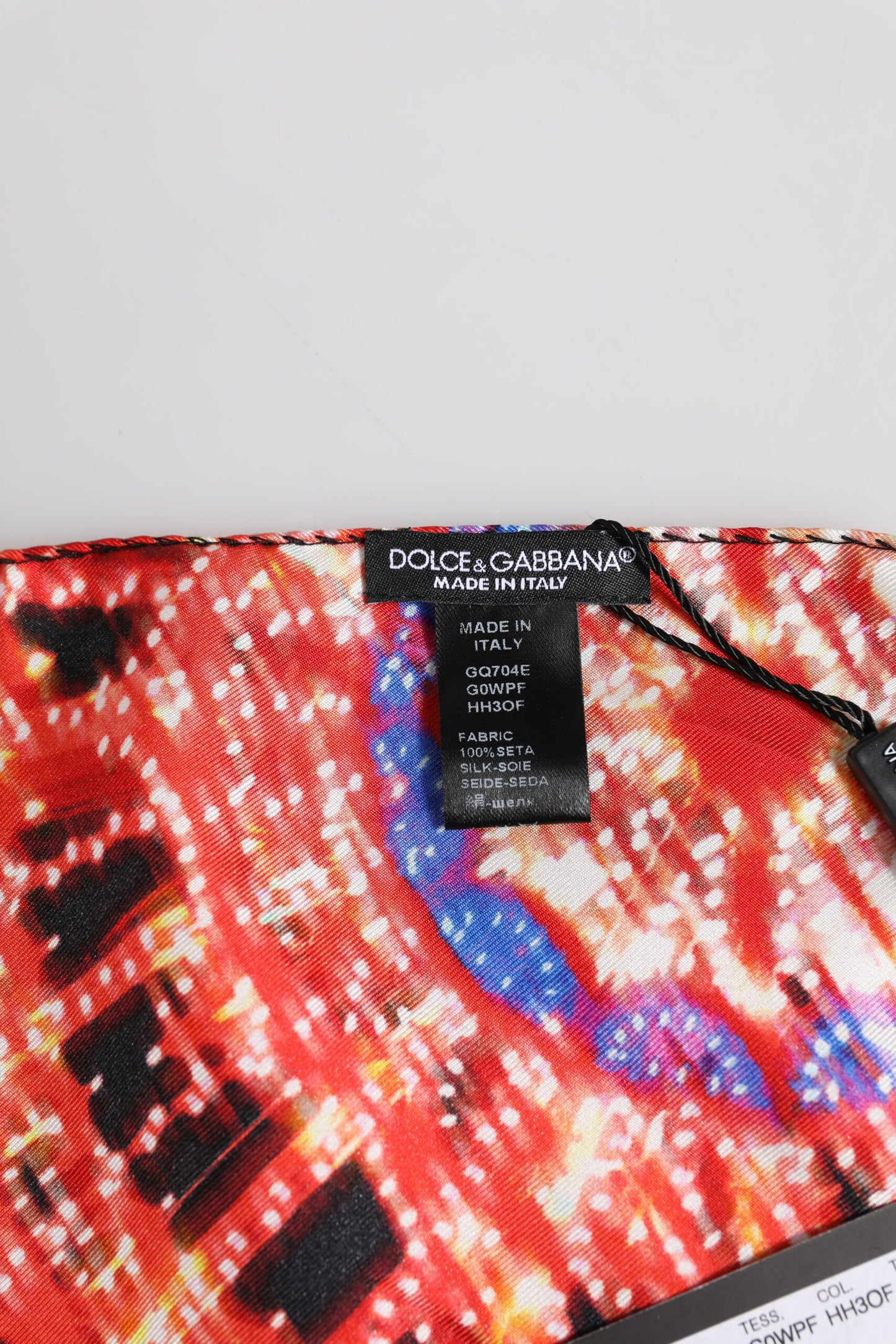 Black Multicolor Print Square Foulard Scarf
