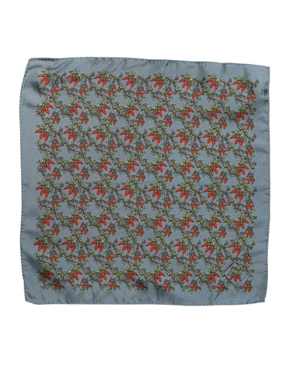 Gray Chilis Silk Square Men Foulard Scarf