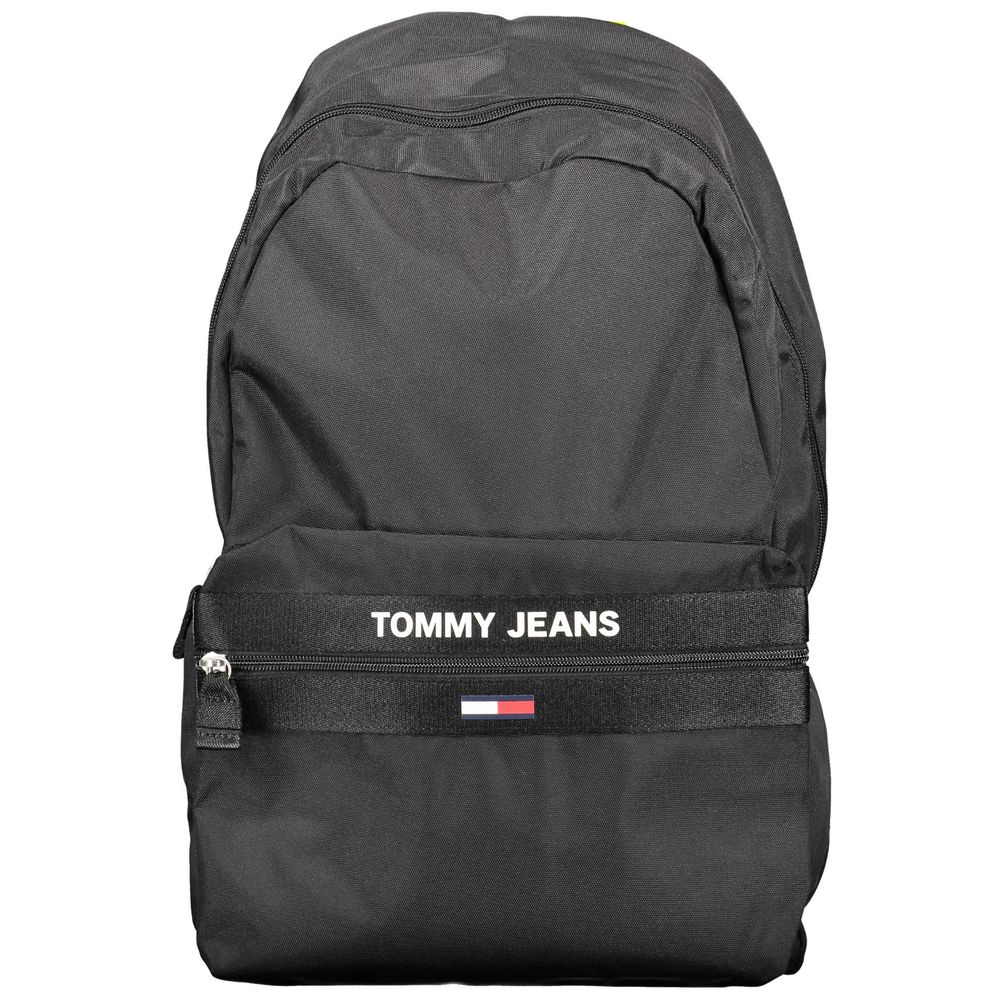 Black Recycled Polyester Men Backpack