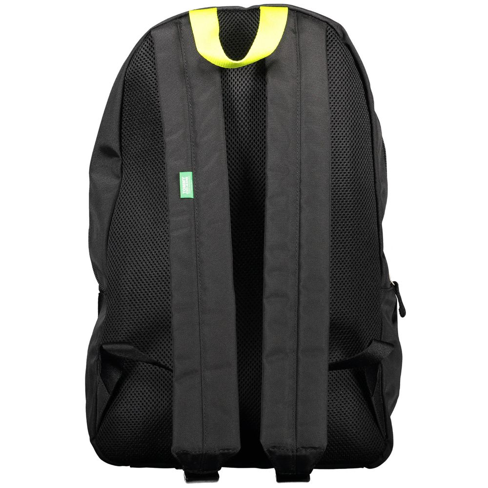 Black Recycled Polyester Men Backpack