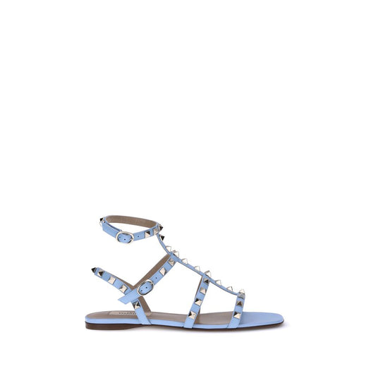 Light Blue Calf Leather Bos Taurus Flat Sandals