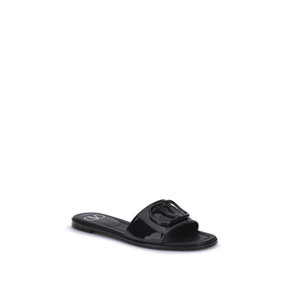 Black Calf Leather Bos Taurus Flat Sandals