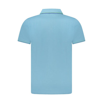 Blue Cotton Men Polo Shirt