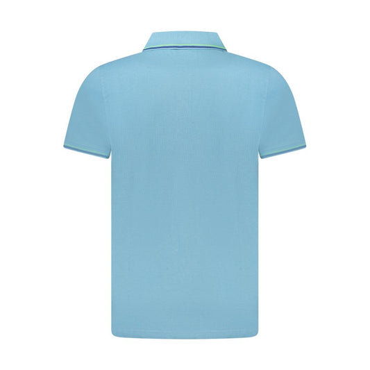 Blue Cotton Men Polo Shirt