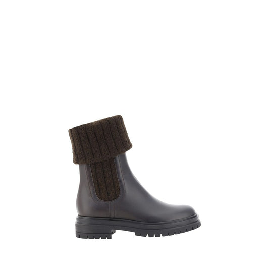 Black Calf Leather Bos Taurus Ankle Boots