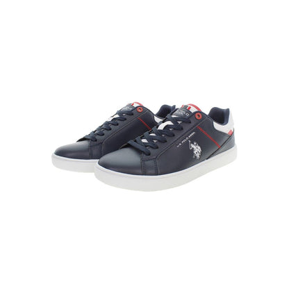 Blue Polyurethane Men Sneaker