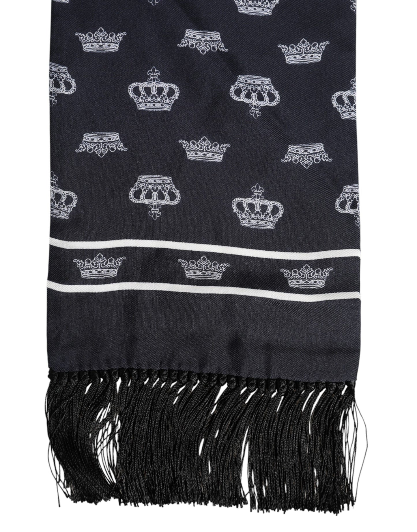 Black Silk Crown Fringes Men Foulard Scarf