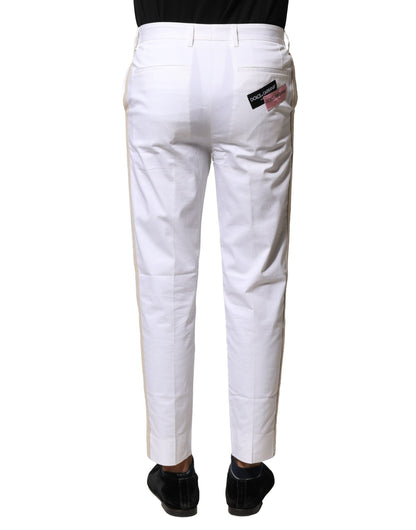 White Cotton Straight Logo Men Pants