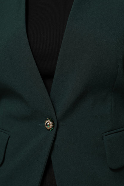 Green Single Breasted One Button Coat Jacket