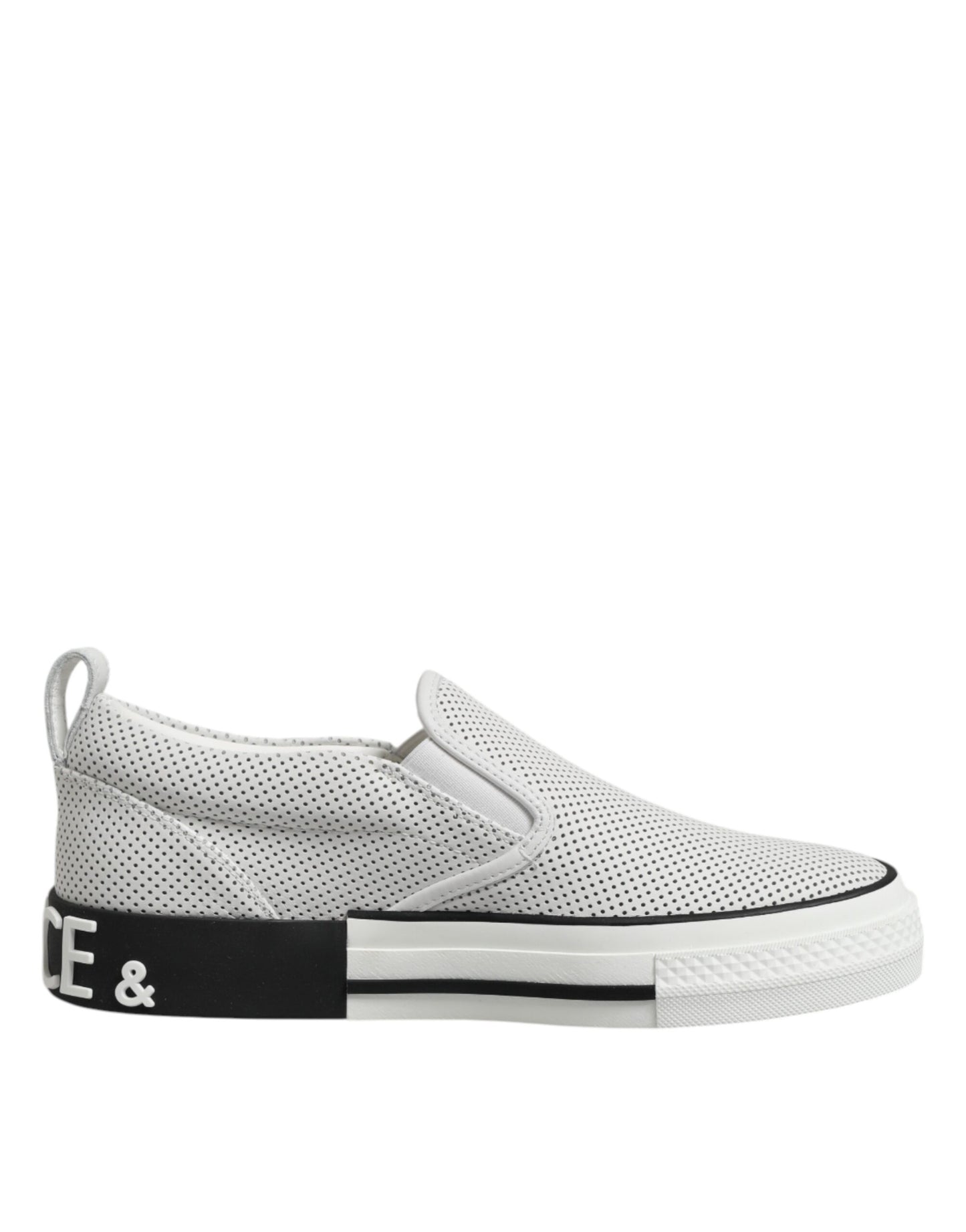 White Dotted Leather Slip On Men Sneakers Shoes