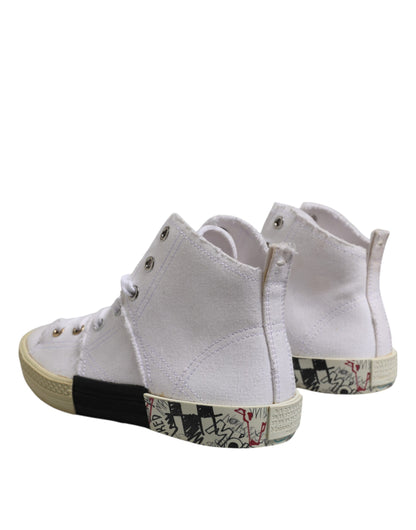 White Lace Up Mid Top Women Sneakers Shoes