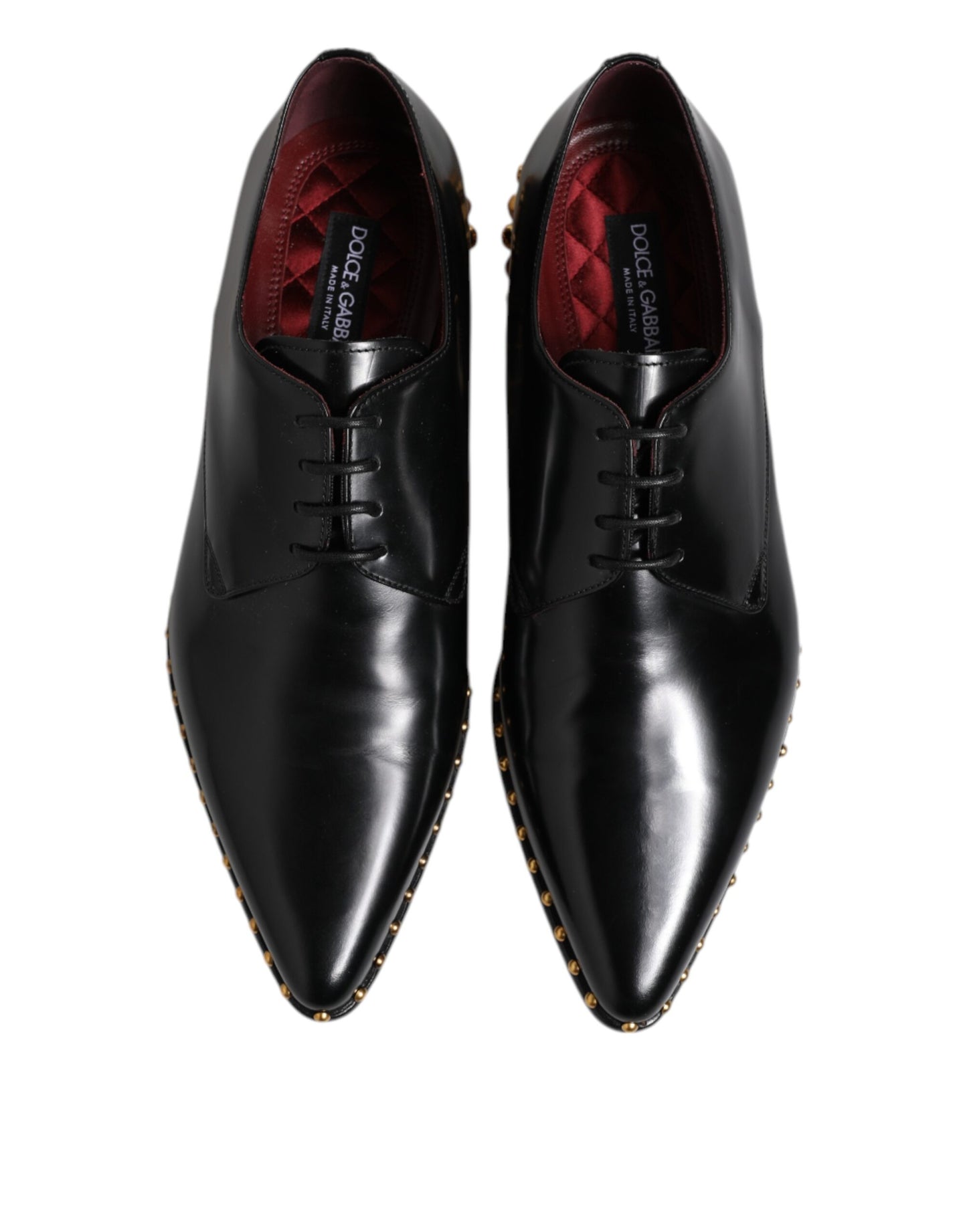 Black Leather Studded Derby Men Dress Shoes