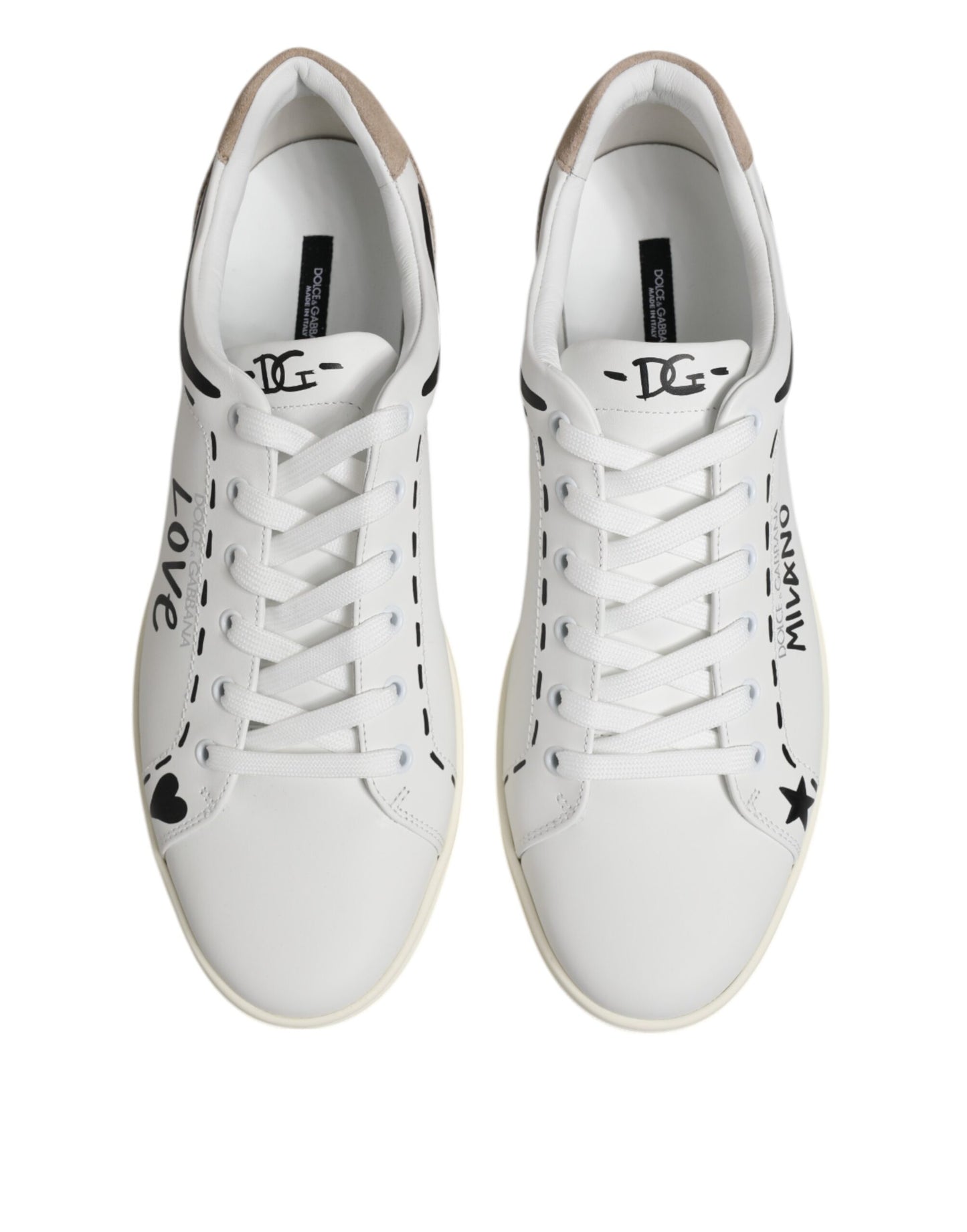 White Leather MILANO Low Top Sneakers Shoes