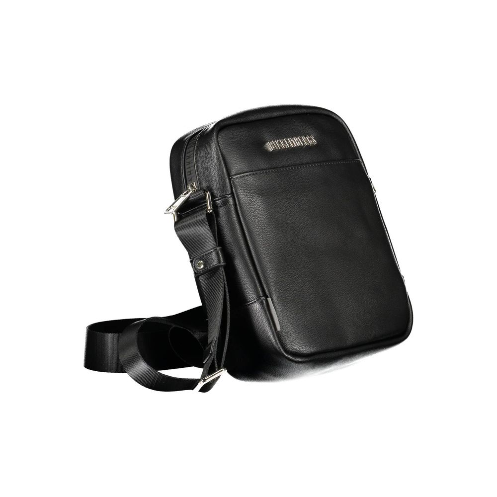 Black Polyurethane Men's Shoulder Bag