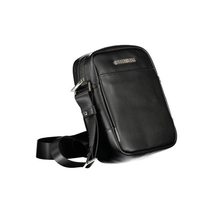 Black Polyurethane Men's Shoulder Bag