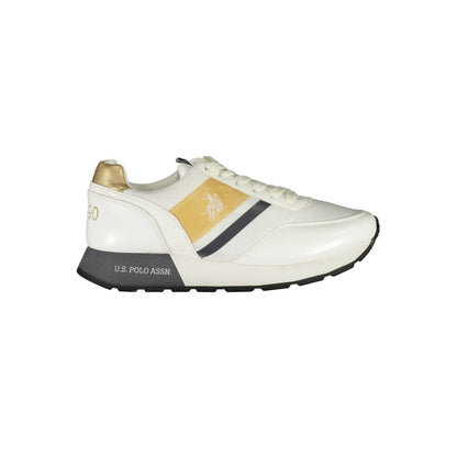 White Polyurethane Women Sneaker
