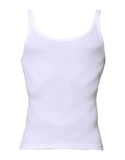 White Sleeveless Round Neck Men Tank T-shirt