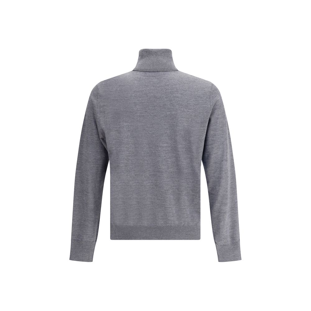 Gray Fleece Wool Turtleneck