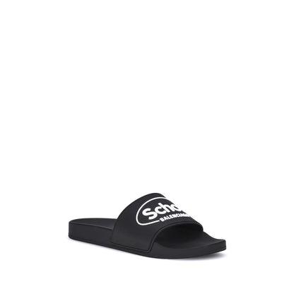 Black Rubber Flat Sandals