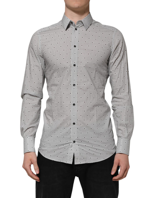 Gray Dotted Semi Fitted GOLD Men Formal Shirt