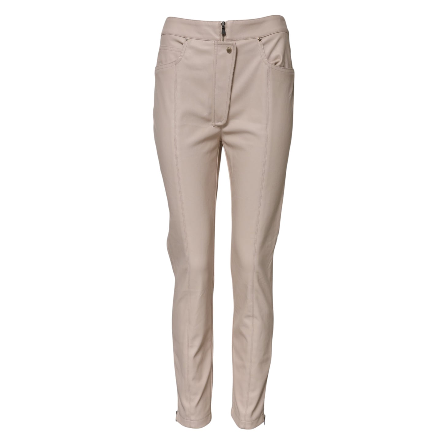 Beige High Waist Tapered Pants