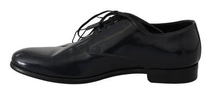 Elegant Dark Blue Leather Derby Shoes